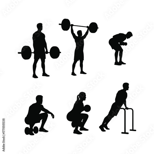Fitness silhouettes of people exercising