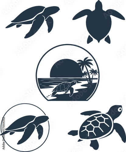 Sea Turtle silhouttee set