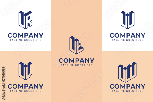 Letters UR UT UU UV UW 3D Logo Monogram, for RU TU UU VU WU initials