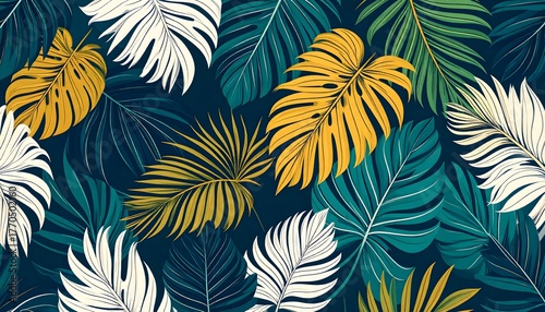 Decorative tropical foliage with green and gold tones high resolution photo