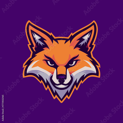 Aggressive fox head mascot vector illustration. Dynamic wild animal graphic for esports, gaming, sports team logo, or powerful brand identity design.