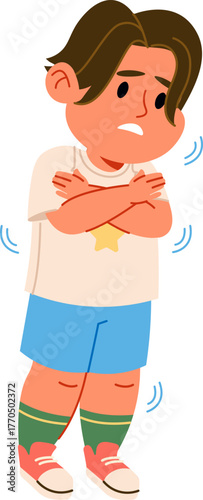 Boy Shivering with Cold