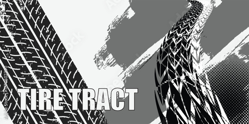 elegant eye catching dirty tire track pattern grunge texture banner vector illustration. background eps 10