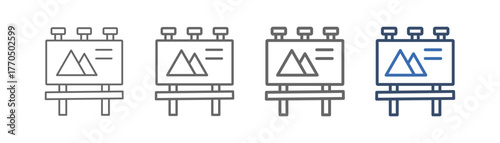 
outline icon sheet billboard with board design and mountain view