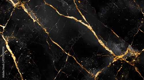 Captivating abstract background with a striking black and gold marble fractal texture  This elegant and modern design can be used for a variety of high end creative projects