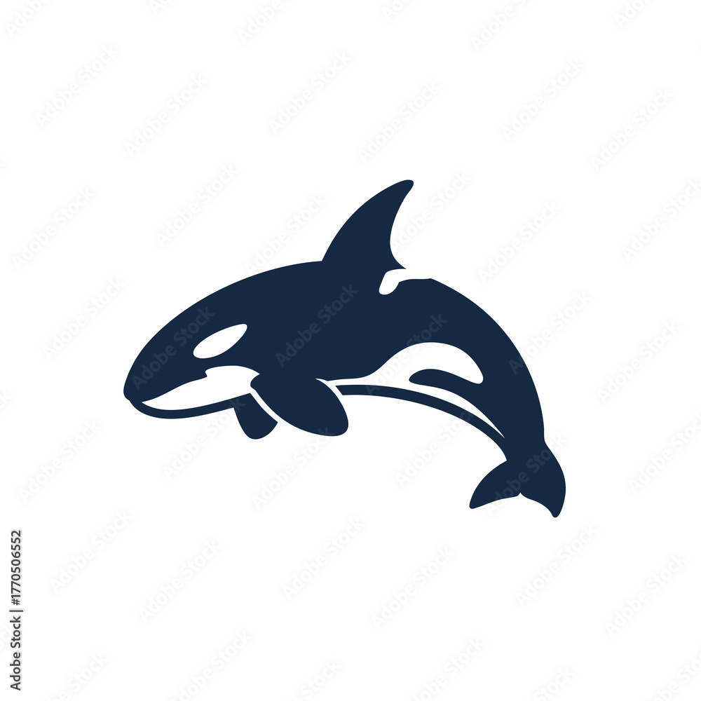 Obraz premium Dynamic Orca Killer Whale Graphic Icon. Majestic Marine Mammal Symbol for Ocean, Aquatic Life, Wildlife, and Nature Design.
