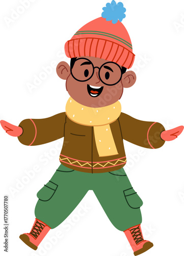 Happy Child in Winter Clothing