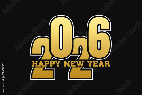 Happy new year Golden text background Design.