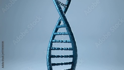Spinning blue DNA strand with abstract blue background, medical healthcare concept