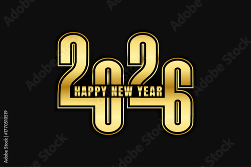 Happy new year Golden text background Design.
