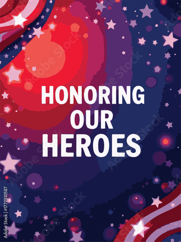 Happy Veterans Day Banner with American Flag Decorations