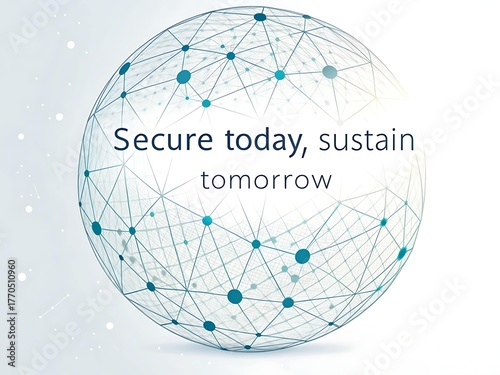 Abstract digital sphere of data and interconnected nodes