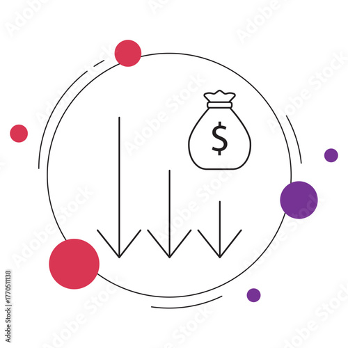 Salary Decrease Icon, Understanding Salary Decrease, Managing Financial Adjustments Wisely, Overcoming Challenges of Pay Reduction, Adapting to Economic Changes with Resilience, vector