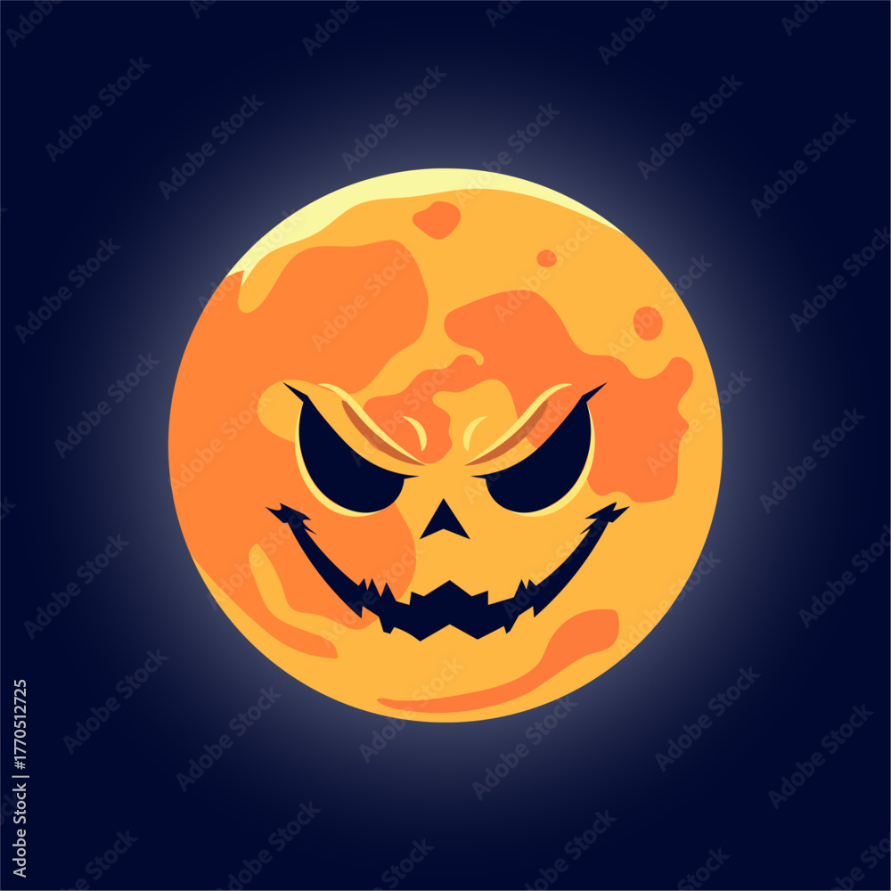 Fototapeta premium Spooky Jack-o'-lantern Moon Face