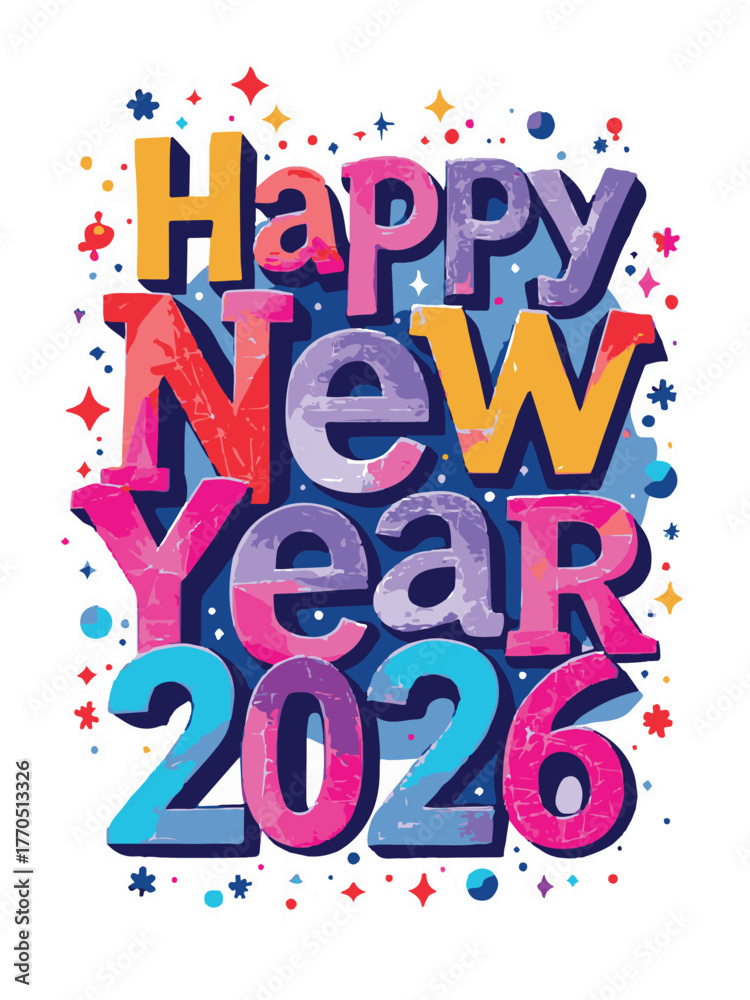 Fototapeta premium Colorful 2026 Happy New Year Celebration