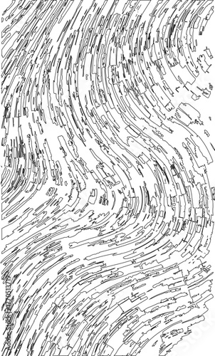 Striated swirl pattern with curved linear outlines forming rotating spiral-like movements.