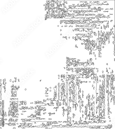 Crosshatched grid composed of intersecting linear outlines producing an intricate woven mesh appearance.