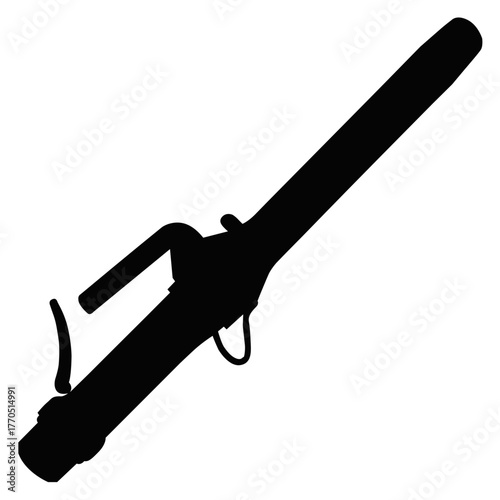 Black Vector Illustration of Hair Curler, Beauty Tool, Hair Styling Device and Salon Equipment Design