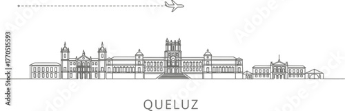 Queluz Palace Landmark Travel Airplane Line Art