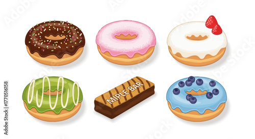 Easter eggs collection vector illustration of sweet desserts and bakery treats