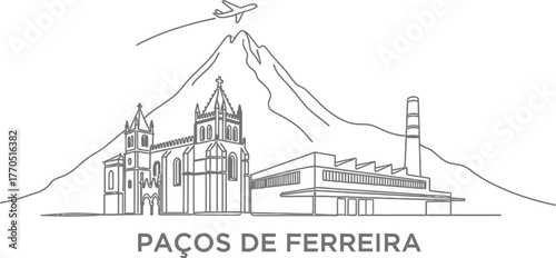 Paços de Ferreira Skyline with Church and Factory