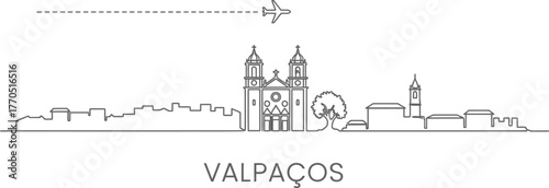 Valpaços Skyline with Airplane Silhouette