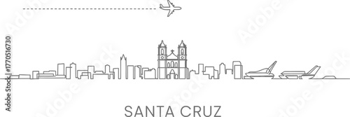 Santa Cruz Skyline with Airplane Silhouette and Airport