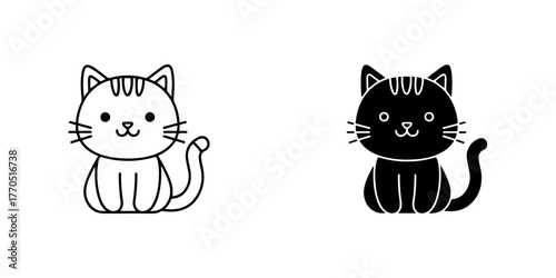 Cute cartoon cat icon