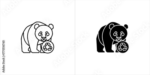 Panda bear with recycling symbol