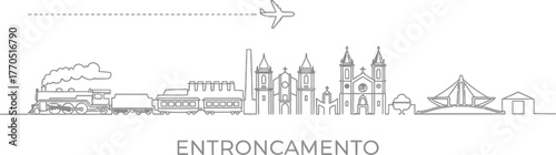 Entroncamento Skyline With Train and Airplane