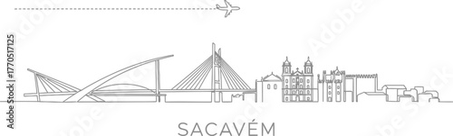 Sacavem Skyline with Airplane and Bridges