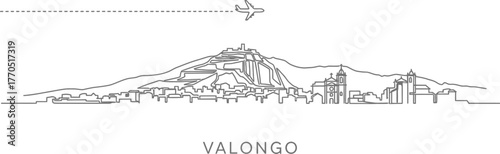 Valongo Portugal Skyline with Airplane Travel Icon