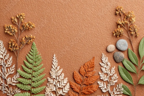 Autumnal Floral Arrangement on Copper Glitter Background