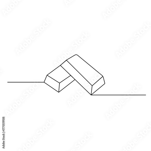 Gold bar icon  continuous one line drawing  outline vector illustration