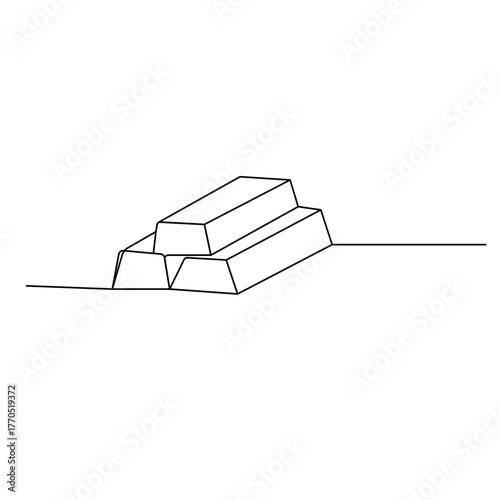 Gold bar icon  continuous one line drawing  outline vector illustration