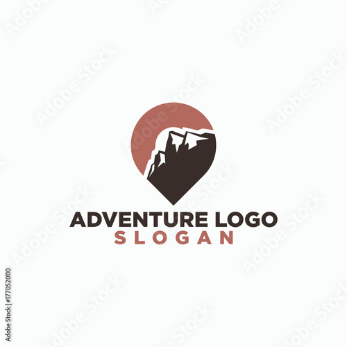 climbing and point logo design concept, adventure logo vector, sport icon design