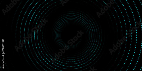 3D blue techno background. Big data visualization on dark space with dotted lines shape effect decoration. Modern graphic design element dots circle style concept for flyer, card, or brochure cover