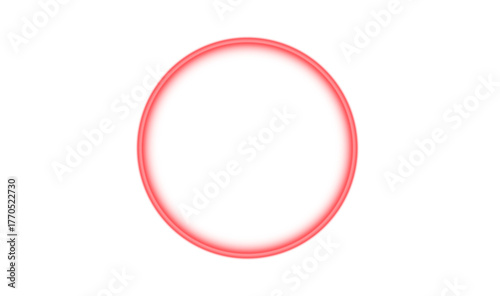 Glowing red neon circle illuminates smooth circular beam. Futuristic style adds digital elegance. PNG perfect for minimal, abstract, or modern design layers.