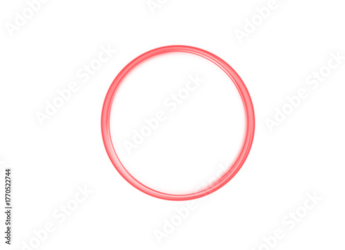 Circular red halo emits radiant glow. Smooth beam creates elegant and modern design accent. PNG ideal for futuristic or abstract visuals.