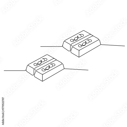 Gold bar icon  continuous one line drawing  outline vector illustration
