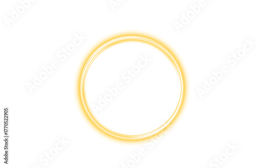 Bright golden circle emits smooth glow. Minimal halo highlights balance and futuristic tone. PNG suitable for digital and abstract artwork.