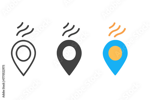 Pheromone Marker Trio. Minimalist pheromone marker icon: three identical pheromone trail markers in a row, first in line style