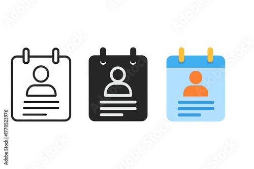 Minimalist Schedule Icons. Minimalist schedule panel icon: three identical conference schedule icons in a row, first in line style