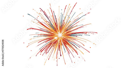 Colorful Firework Explosion on White Background