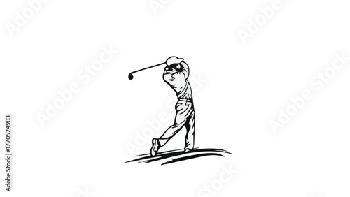 Golfer Swing Silhouette Vector Illustration