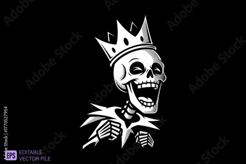 Laughing Skeleton King with Crown and Spiked Shoulders.
