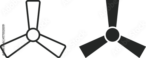 Ceiling fan icon set. Air Ventilation and Cooling Appliance Symbols. Overhead Fan Direction sign