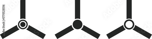 Ceiling fan icon set. Air Ventilation and Cooling Appliance Symbols. Overhead Fan Direction sign
