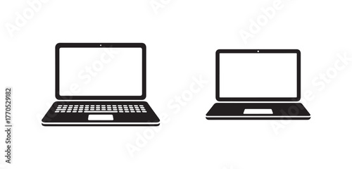 Laptop icon silhouette,  simple laptop silhouette black vector, laptop flat icon, Vector illustration EPS 10.