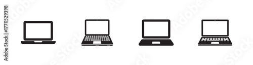 Laptop icon silhouette,  simple laptop silhouette black vector, laptop flat icon, Vector illustration EPS 10.
